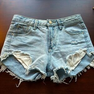 light-wash jean shorts